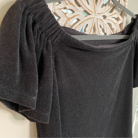 Juicy Couture Pitch Black Velour Off Shoulder Top, Women’s Size Small. - Picture 7 of 12